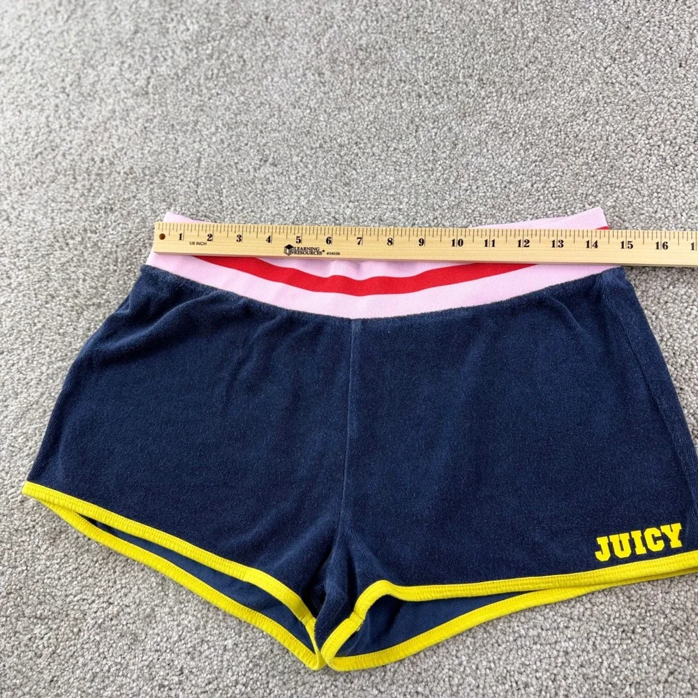 Juicy Couture Shorts Women Size M Navy Blue Velour Dolphin Y2K Sporty Coquette